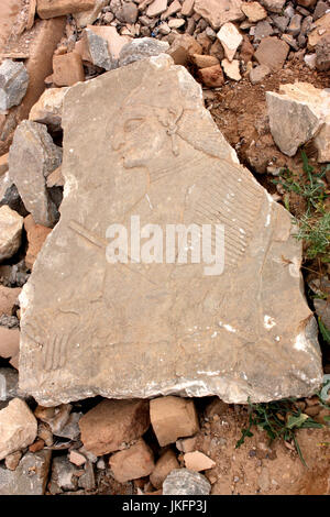 Nimrud, Irak. 11. Mai 2017. Bild des zerstörten Wandbild Reliefs aus der fast 3000 Jahre alten Königspalast in Nimrud im Nordirak genommen 11 Mai 2017. Foto: Jan Kuhlmann/Dpa/Alamy Live News Stockfoto