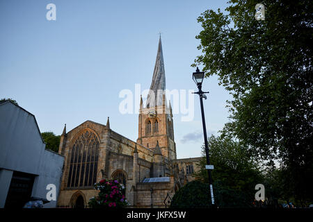 Chesterfield-Pfarrkirche eine anglikanische Kirche geweiht, St. Maria und allen Heiligen, denkmalgeschützte Gebäude in Derbyshire, England, Vereinigtes Königreich, Eu Stockfoto