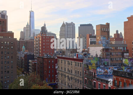 Impressionen aus dem Stadtbild von Lower Manhattan in New York, NY, USA. Stockfoto