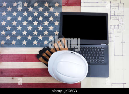 Labor Day Feiertag für Vereinigte Staaten von Amerika mit moderne mobile Technologie Stockfoto