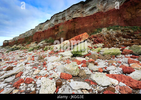 Brownstone und Kreidefelsen; Hunstanton Stadt; North Norfolk Küste; England-UK Stockfoto