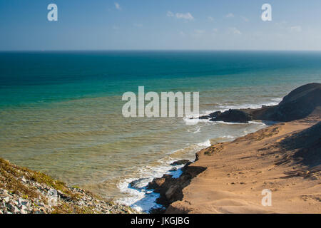 Die Farben der Wüste und Ozean am Cabo De La Vela Stockfoto