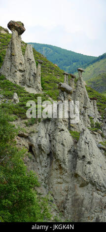 Wunder Stein Pilze Montage, Panorama des großen Umfanges. Stockfoto