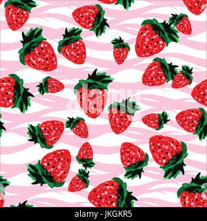 Nahtlose Muster aus Erdbeeren in verschiedenen Formen und Größen. Hand-Zeichnung-Aquarell. Nahtloses Muster Tapete, Muster Fil einsetzbar Stock Vektor