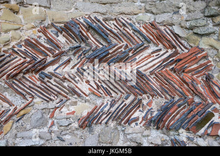 Kamin-Detail im Bergfried Schloss Scarborough, North Yorkshire, England. Stockfoto