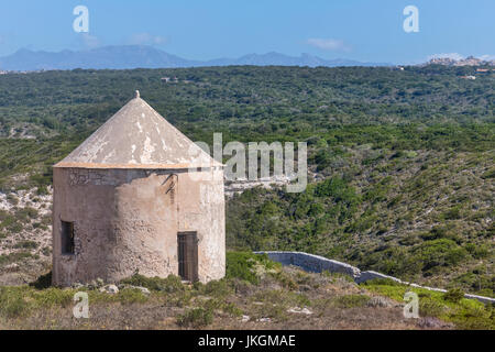 alte Mühle, Ville Haute, Bonifacio, Korsika, Frankreich Stockfoto