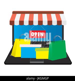 Online-Shop. Einkaufstüten. Vektor Stock Vektor
