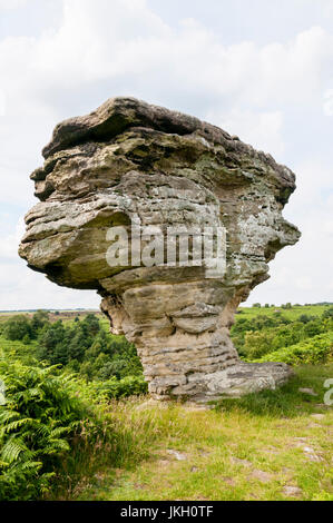 Pepperpot, eines niedrigen Bridestones auf die North York Moors ist aus erodierten Jurassic Sedimentgestein hinterlegt vor 150 Millionen Jahren gebildet. Stockfoto