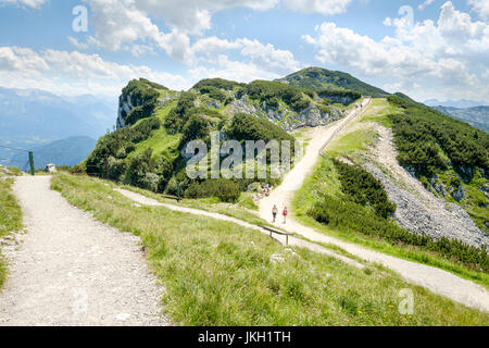 Blick vom Geiereck Berggipfel auf der Salzburger Hochthron, Grödig, Salzburg-Umgebung, Österreich Stockfoto