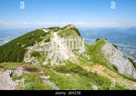 Blick auf das Geiereck Berggipfel im Untersberg Bereich, Grödig, Salzburg-Umgebung, Österreich Stockfoto