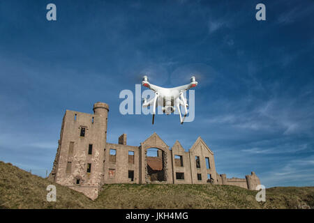 Drohne auf Slains Castle, Aberdeenshire Stockfoto