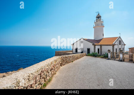 Leuchtturm von Capdepera in Cala Ratjada, Mallorca, Balearen, Spanien, Europa Stockfoto