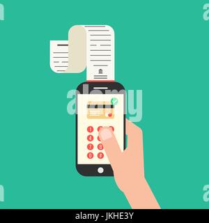 Hand mit Smartphone mit shopping-check Stock Vektor