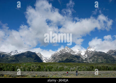 Radfahrer, Grand Teton Mountain National Park, Jakson Hole, Wyoming Stockfoto