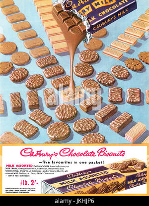 1956 britische Werbung für Cadbury Schokoladenkekse. Stockfoto