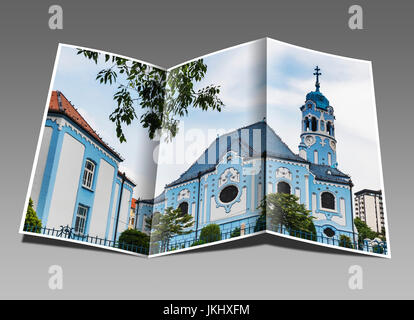 Die St. Elisabeths Church ist eine römisch-katholische Kirche. Aufgrund der Farbe der Fassade heißt es auch blaue Kirche in Bratislava, Slowakei, Europa Stockfoto