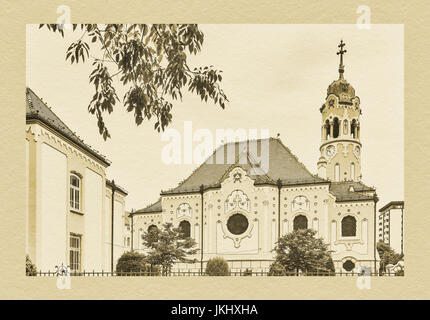 Die St. Elisabeths Church ist eine römisch-katholische Kirche. Aufgrund der Farbe der Fassade heißt es auch blaue Kirche in Bratislava, Slowakei, Europa Stockfoto