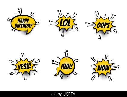 Comic-Text Speech Bubble Pop-Art Satz Stock Vektor