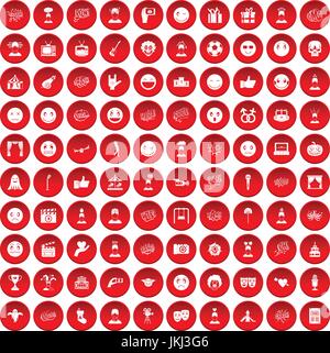 100 Emotion Icons set rot Stock Vektor