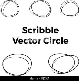 Unregelmäßig konzentrisch, kreisförmige Element mit zufälligen kritzeln, skizzenhaften fühlen. Abstrakte geometrische Element. Vektor-Illustration. Stock Vektor