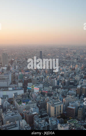 Tokio, Japan bei Sonnenuntergang aus der Vogelperspektive Stockfoto
