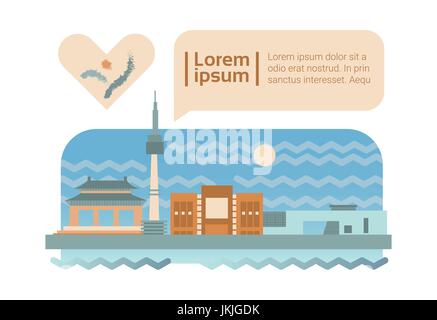 Straße Stadt Seoul Panorama Fassade Skyline Cartoon Stock Vektor