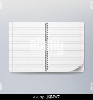 Realistische Note Vorlage leer. Spirale und Papier. Reinigen Sie Mock up für Ihr Design. Geöffnete Notebook für Arbeit und Notizen. Vektor-illustration Stock Vektor