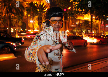 Elvis-Imitator auf dem Strip. Stockfoto