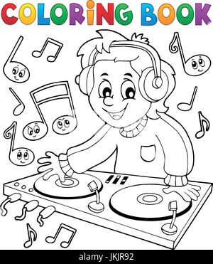 Coloring Book DJ junge - eps10 Vektor-Illustration. Stock Vektor