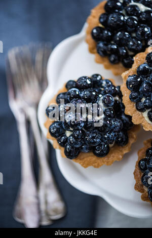 Heidelbeer-Tarte, Draufsicht Stockfoto