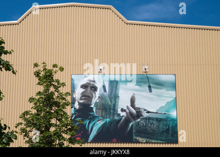 LEAVESDEN, UK - 19. Juni 2017: A Harry Potter Film noch von Lord Voldemort auf der Außenseite der Warner Bros.-Studios, Heimat für die Herstellung von Harry Stockfoto