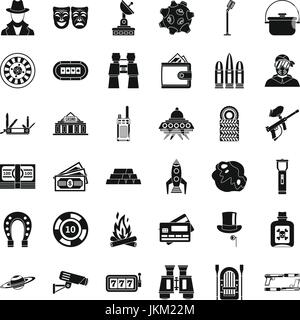 Aktive Spiele Icons Set, einfachen Stil Stock Vektor