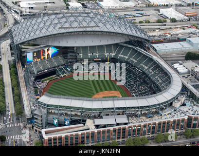 Luftaufnahme des Klappdach-Baseballstadion Safeco Field, Seattle, Washington, USA Stockfoto