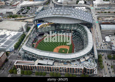 Luftaufnahme des Klappdach-Baseballstadion Safeco Field, Seattle, Washington, USA Stockfoto