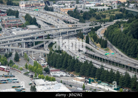 I-90 und i-5 Autobahn Austausch, Seattle, Washington State, USA Stockfoto