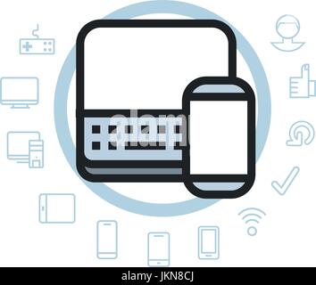 Computer und mobilen Technologien. Icons set Stock Vektor