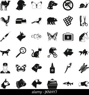 Tierische Symbole festgelegt. Einfachen Stil der 36 tierischen Vektor-Icons für Web isoliert auf weißem Hintergrund Stock Vektor