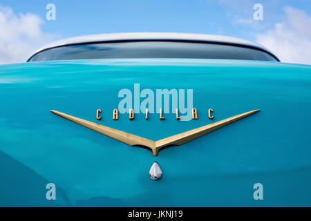 1956 Cadillac Sedan Deville Heck abstrakt. Classic vintage American Car detail Stockfoto