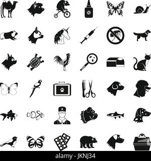 Tierarzt Symbole festgelegt. Einfachen Stil der 36 Tierarzt-Vektor-Icons für Web isoliert auf weißem Hintergrund Stock Vektor