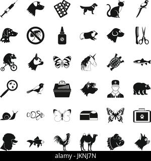 Tierarzt-Arzt Icons Set. Einfachen Stil der 36-Tierarzt-Arzt-Vektor-Icons für Web isoliert auf weißem Hintergrund Stock Vektor
