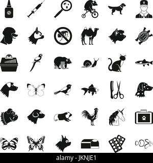 Hilfe für tierische Icons Set. Einfachen Stil 36 Hilfe für tierische Vektor-Icons für Web isoliert auf weißem Hintergrund Stock Vektor