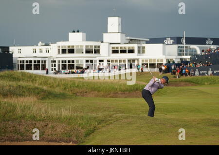 Southport, Merseyside, England. 22. Juli 2017. Matt Kucher (USA) Golf: Matt Kucher der Vereinigten Staaten auf das 18. Loch während der dritten Runde 146. British Open Golf Championship im Royal Birkdale Golf Club in Southport, Merseyside, England. Bildnachweis: Koji Aoki/AFLO SPORT/Alamy Live-Nachrichten Stockfoto