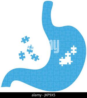 Menschlichen Magen mit Rätseln, Isolated On White Background. Vektor-Illustration. Stock Vektor
