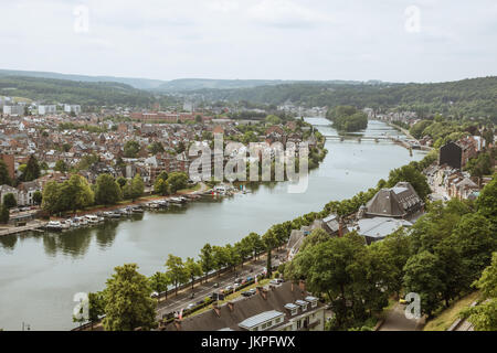 Die Maas und Namur, von der Zitadelle aus gesehen Stockfoto