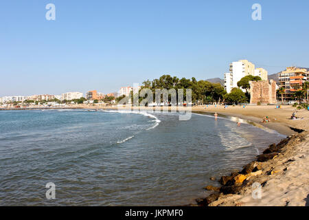 Torreon Strand in Benicassim, einem Badeort an der Costa del Azahar Coast, Provinz von Castello, Spanien Stockfoto