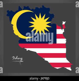 Pahang Malaysia Karte mit malaysische Nationalflagge illustration Stock Vektor