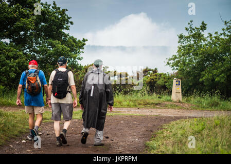 Pilger wandern Camino de Santiago, Galizien, Spanien, Europa. Stockfoto