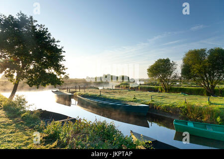 Frankreich, Loire-Atlantique (44), Parc Naturel Régional de Brière, Saint-Lyphard, port de Bréca, Hebel de Soleil Sur le Marais / / Frankreich, Loire-Atlantiqu Stockfoto