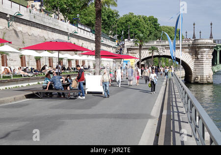 Paris Plages, Paris Strände, Sommer Festival, Voie Georges Pompidou, Seine Ufer Stockfoto