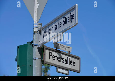 Straßenschild, afrikanischen Viertel Wedding, Mitte, Berlin, Deutschland, Strassenschild, Afrikanisches Viertel, Mitte, Deutschland Stockfoto